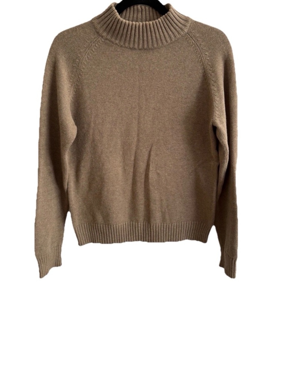 Jeanne Pierre‎ Womens 100% Cotton Ribbed Mock Neck Pullover Sweater Brown L